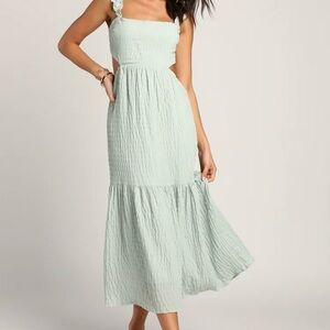 Lush Mint Textured Smocked Maxi Dress